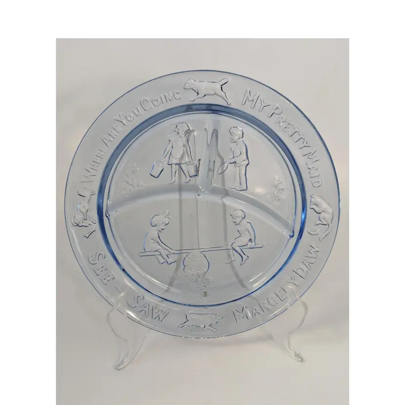 Vintage Tiara Mother Goose Plate Nursery Rhymes Blue