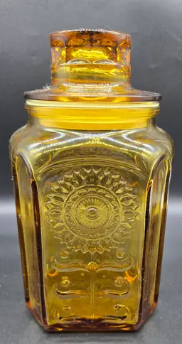 1960s Wheaton amber sunflower canister