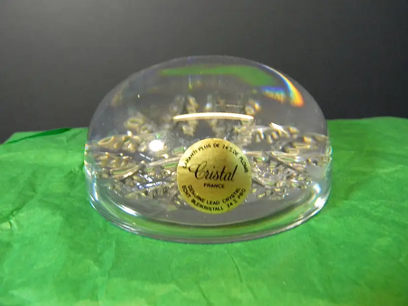 Snow Flake Bubble Dome Paperweight Echt Bleikristall 24% Lead Crystal