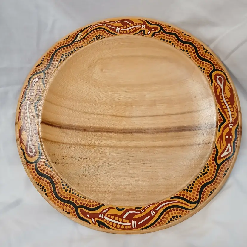 Beautiful Hand Painted Australian Wood Plate