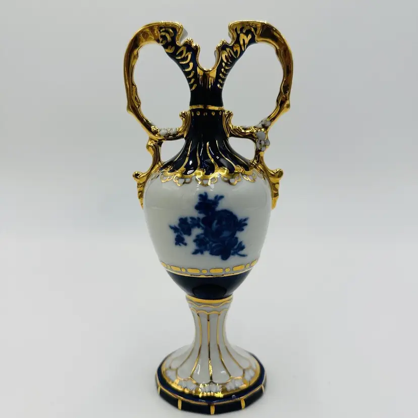 Royal Dux Vase Porcelain Bohemia Cobalt Blue Ornamental Home Decor
