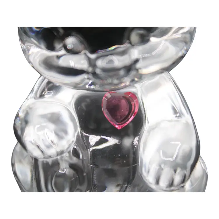 Fenton Art Glass Birthstone Bear October Pink Tourmaline Heart Figurine 3 1/2” Tall