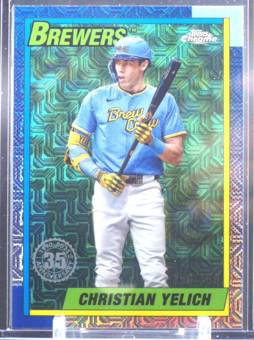2025 Topps Chrome 1990 Aqua Mojo Christian Yelich 150/199