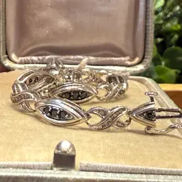 Sterling Silver And Black Diamonds Tennis Bracelet