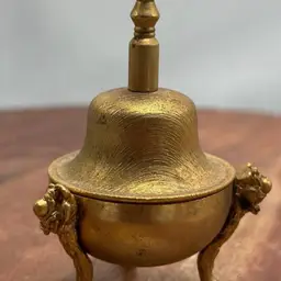 Vintage Ornate Bell Saccharin Holder Gold Brass Tone 3 Footed