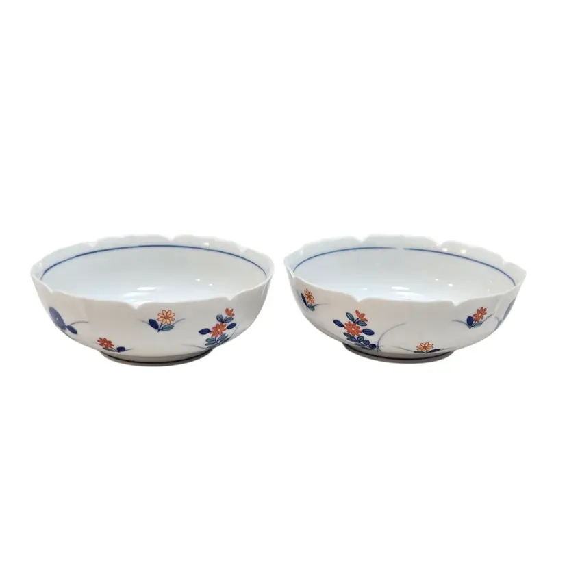 Set 2 Japanese Porcelain Flower Mini bowls