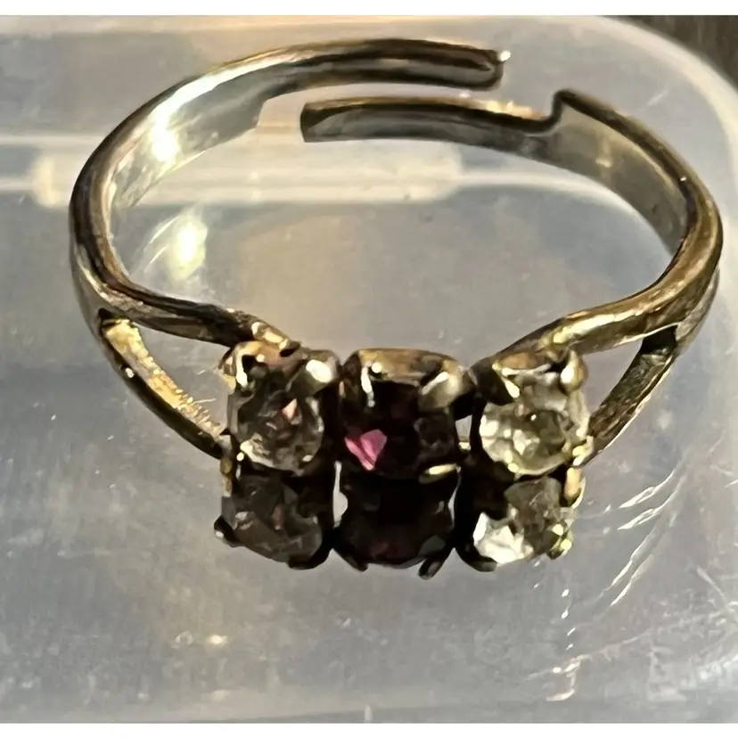 Adjustable Ring With Purple And White CZ