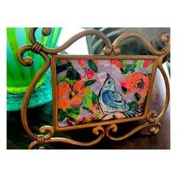 Color Me Blue 
New, Original Bird Painting 
On 6”x4” Watercolor Paper 
In 9”x7” Preloved Frame
With Glass