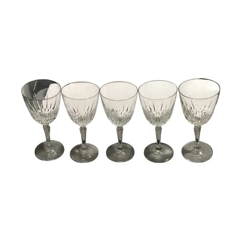 Set Of 5 Noritake Wine Crystal Glasses