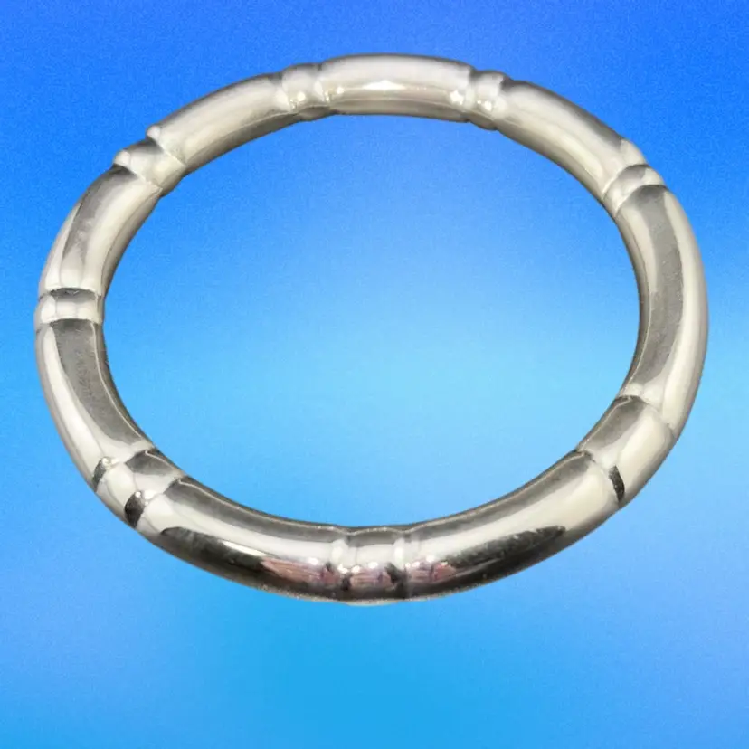 Bamboo Style Silver Tone Bangle Bracelet