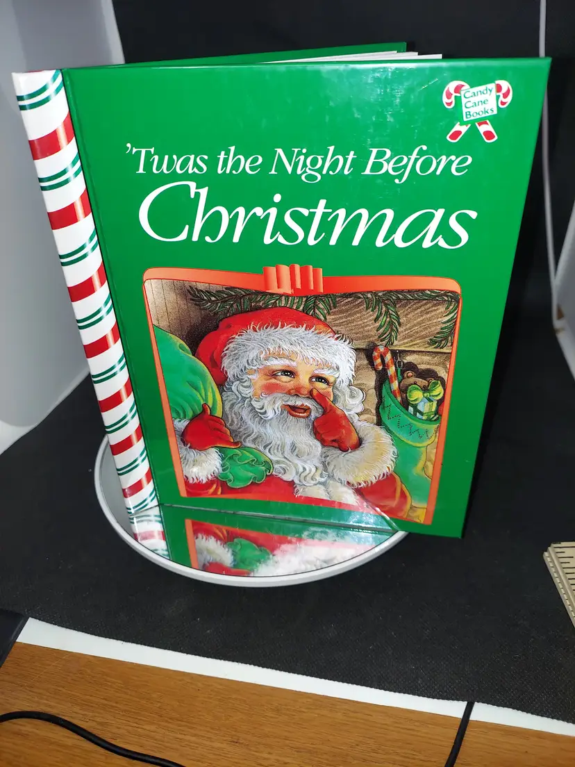 Vintage Twas The Night Before Christmas Candy Cane Books Holiday 1995 Santa RARE