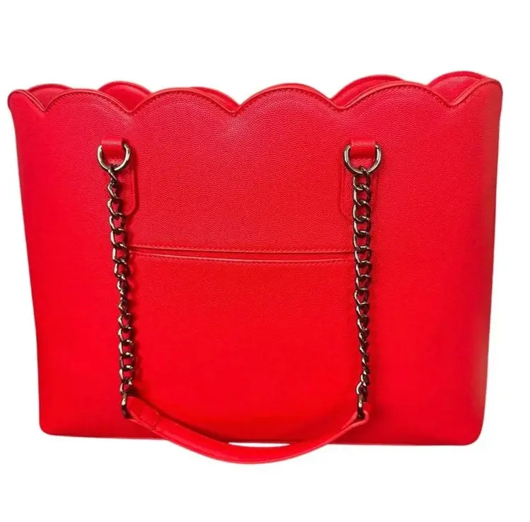 0296 Betsey Johnson NWT Crimson Tote Purse Scalloped