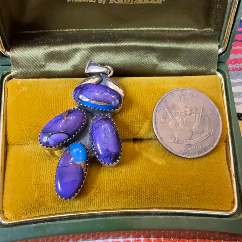 Sterling Blue Purple Dahlia Pendant