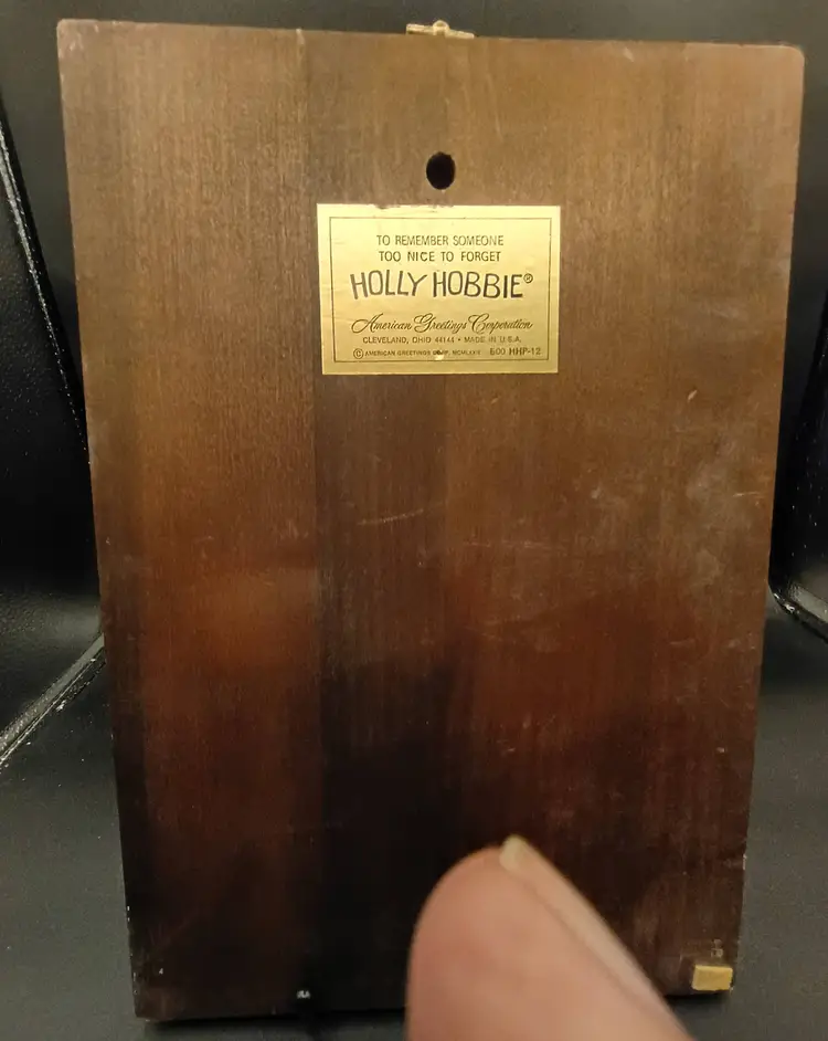 Vintage Holly Hobbie Picture on Wood Plaque 1962 American Greetings