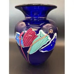 Peter Ridabock Hand blown Glass Vase Signed