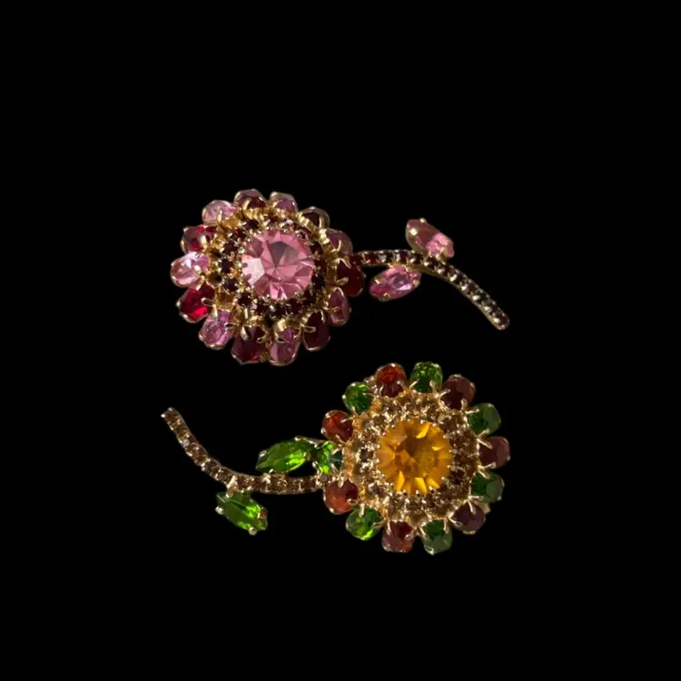 Floral Brooch Pair