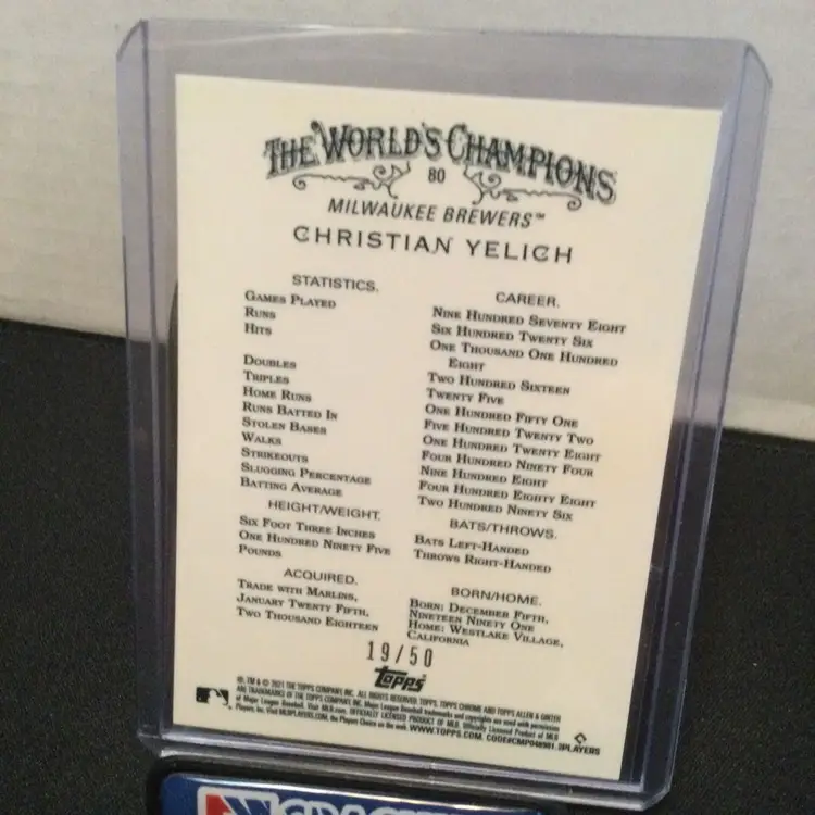 Christian Yelich 2021 Topps Allen & Ginter Chrome Gold Refractor 19/50 Milwaukee Brewers 