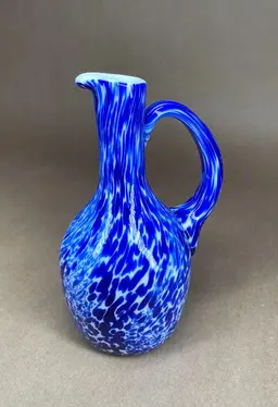 GIBSON Glass Cruet Vase Blue White Swirl Bottle Only - No Stopper