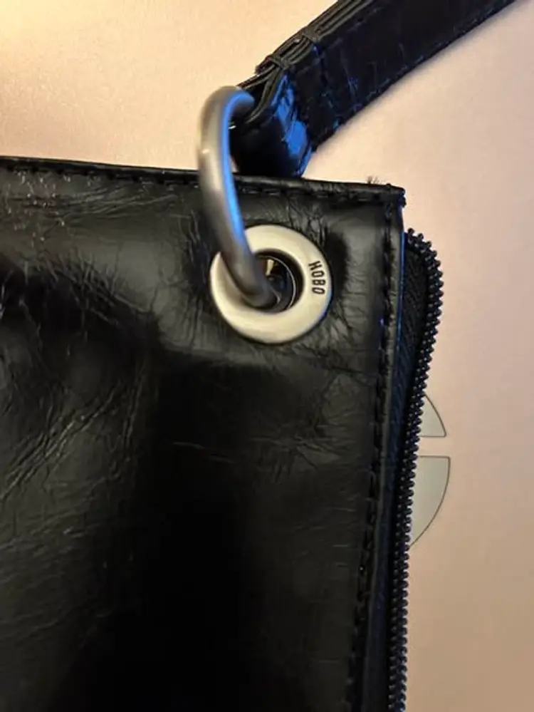 HOBO Vida Black Leather Wristlet Clutch Bag