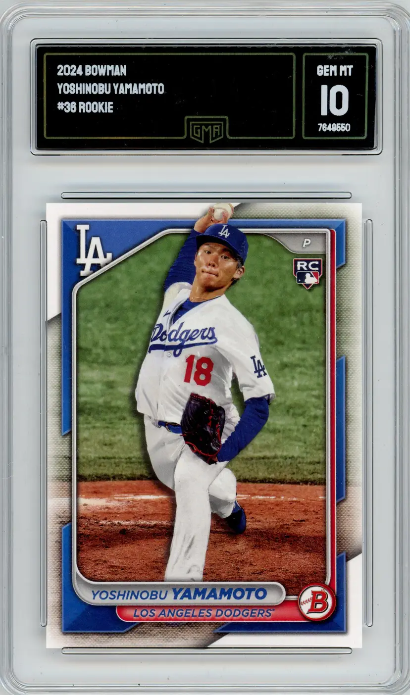 2024 Bowman YOSHINOBU YAMAMOTO RC Rookie #36 DODGERS GMA 10 GEM MT
