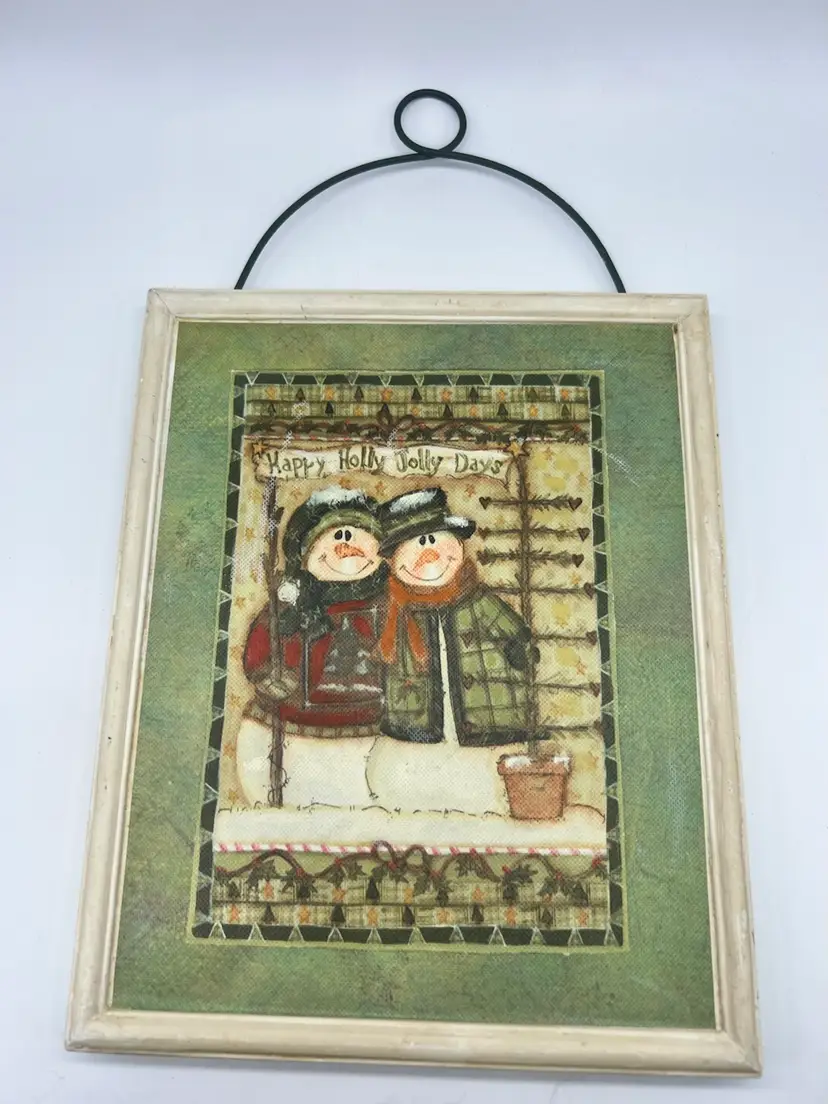 Tumble Down Mountain Snowman Framed Picture Christmas Decor