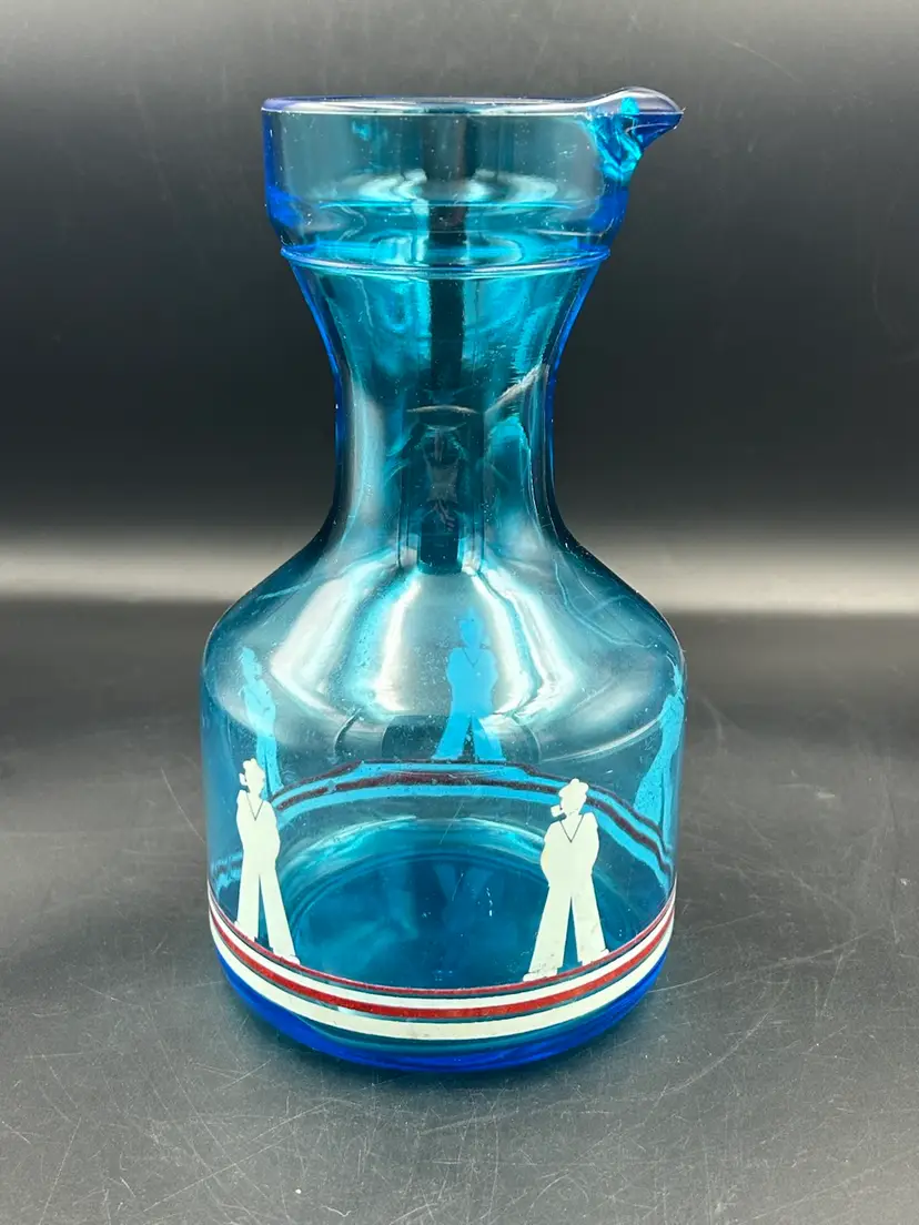 Vintage Italian Blue Glass Sailor Boy Decanter Pitcher