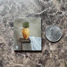 #01 - Miniature Oil Painting On Masonite Board Signed By The Artist Free Shipping