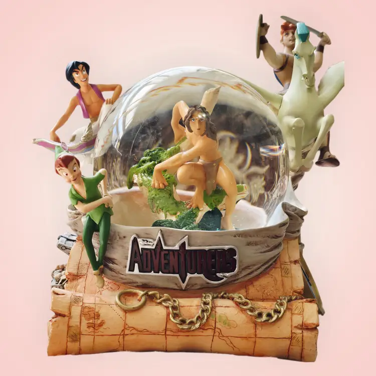 Rare Disney Adventures Aladdin Hercules Tarzan Musical Snow Globe