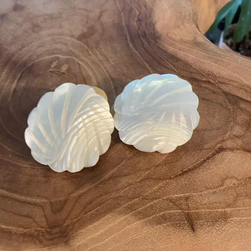 Vintage Mother Of Pearl Clipping Earrings