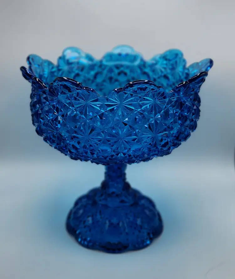 Blue Pedestal Compote - AS IS, unsigned