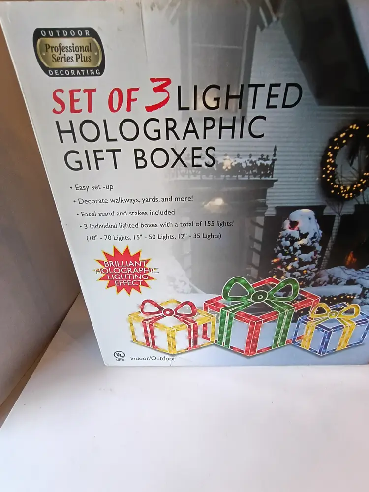 Outdoor Lighted Holographic Gift Boxes