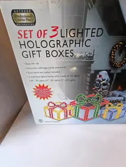 Outdoor Lighted Holographic Gift Boxes