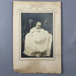 Victorian Antique Cabinet Card Photo Baby Infant Baptism White Dress Beautiful Religious Catholic Baptismal