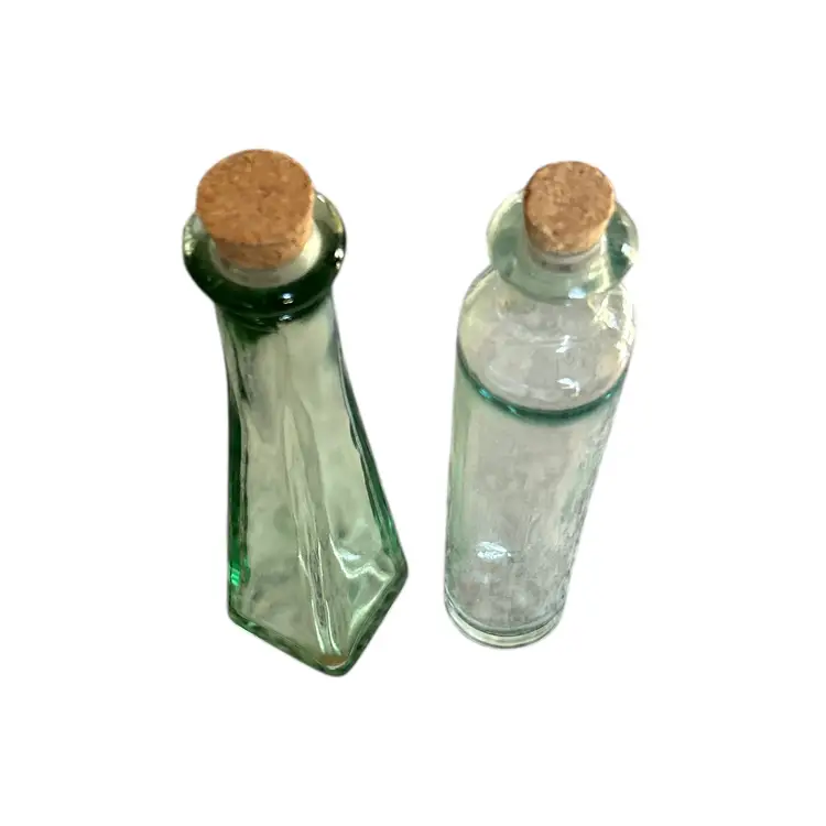 2 Vintage Corked Decorative Glass Bottles