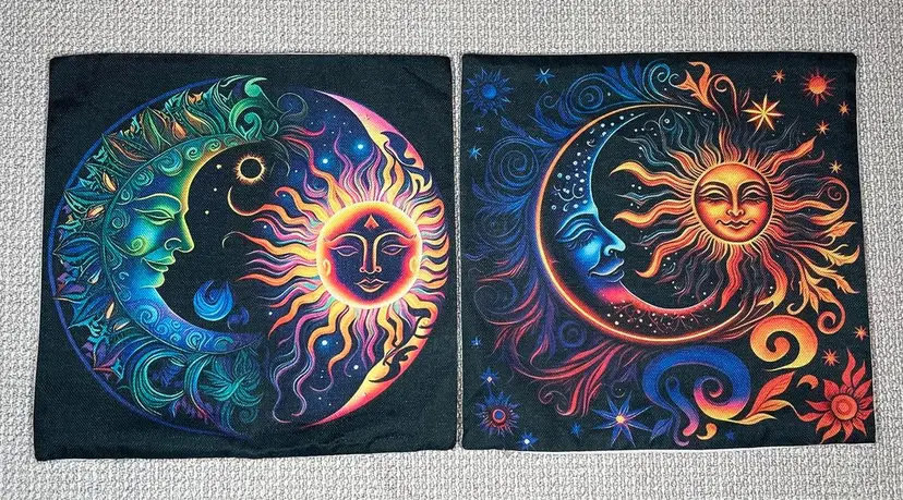 Celestial Pillow Covers Cases Astrological Mystical Zodiac Sun Moon Rising Zippered