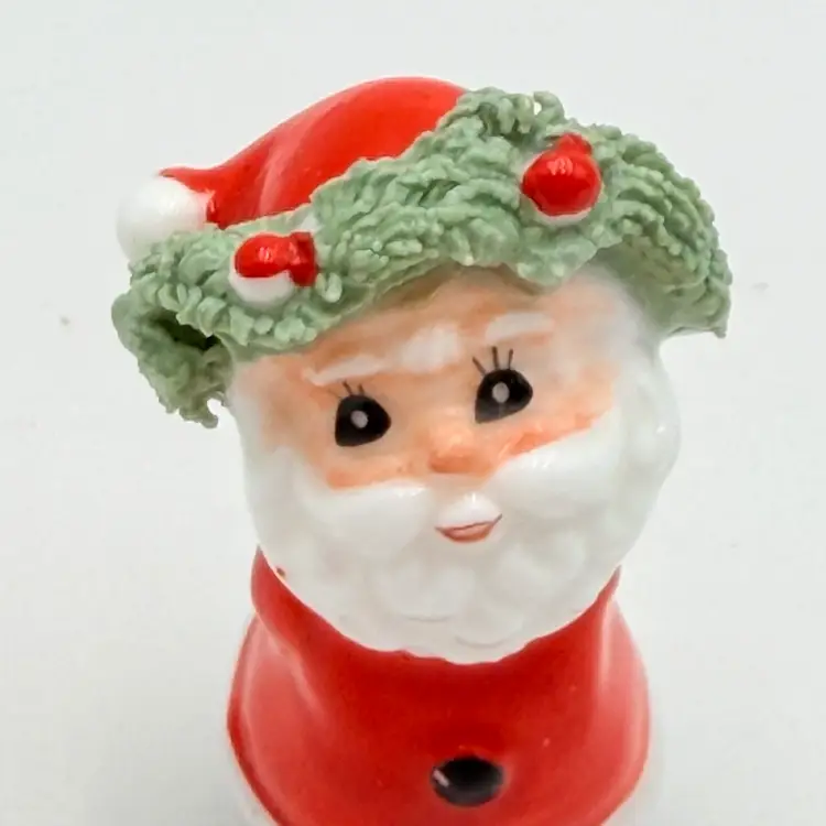 Napco Ceramic Mini Spaghetti Santa Figurine Hiding Gift