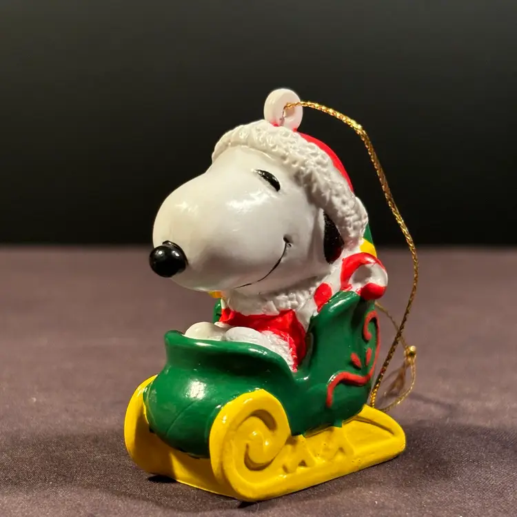 Snoopy and Woodstock on Sleigh PVC Ornament