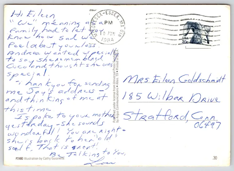 Postcard Thinking of You Pink Hearts Art by Cathy Guisewite 1982, Valentine's Day -15645