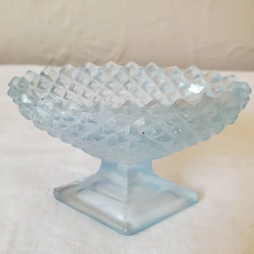Westmoreland English Blue Glass Hobnail Footed Salt Cellar