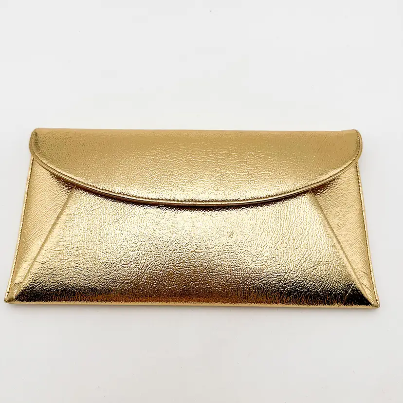 Mondaine Gold Metallic Envelope Clutch Purse Handbag Vintage 10.75 X 5.5" B25