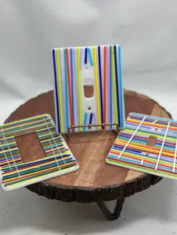 Fused Glass Light Switch Covers Lot Of 3 Designs Art Glass