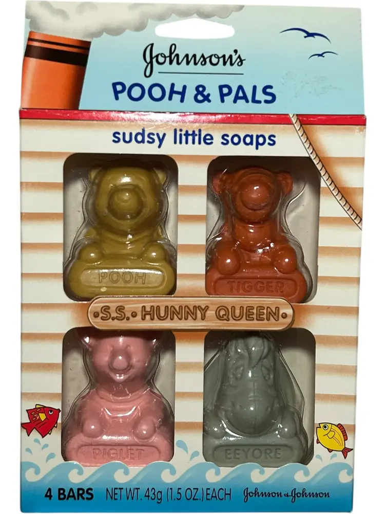 VTG Johnson's Pooh & Pals Sudsy Little Soap S.S. Hunny Queen 4 Pack NIB