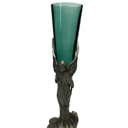 1995 Seagull Pewter Canada Angel Bud Vase With Real Glass Insert @10 1/2” Tall