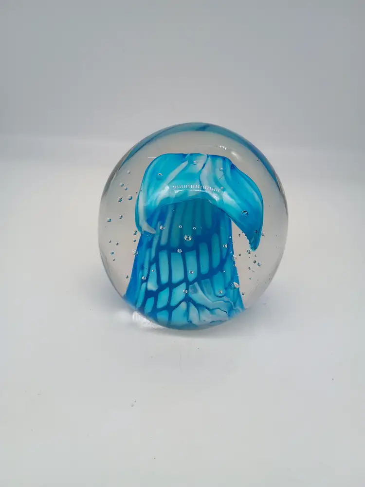 Mermaid Tail Hand Blown Art Glass Paperweight 4 inch  Diameter