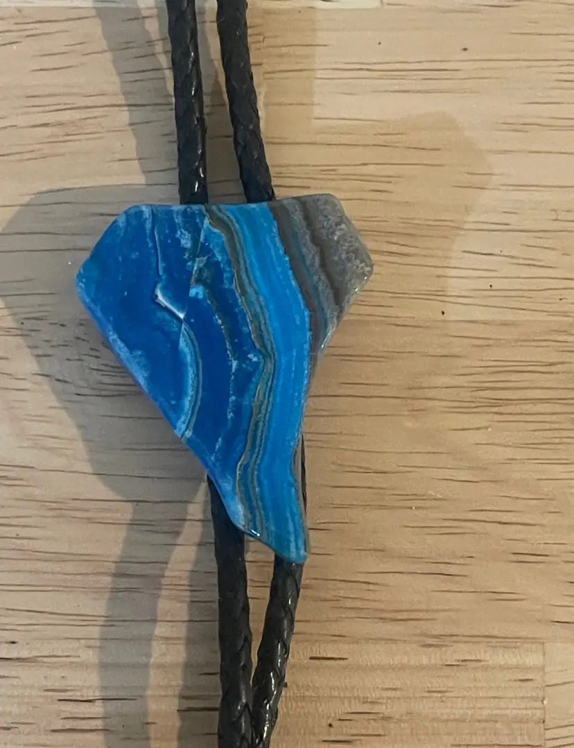 Blue geode/jasper bolo tie