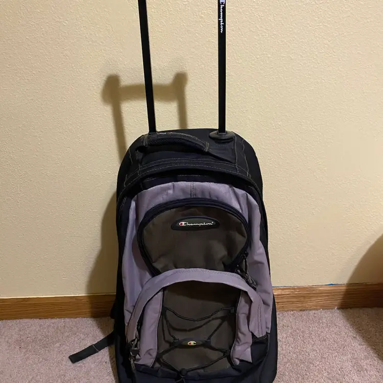 Champion Black, Gray & Green Rolling Backpack
