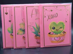 Set of Gold Foiled Plant Theme Valentine's Cards