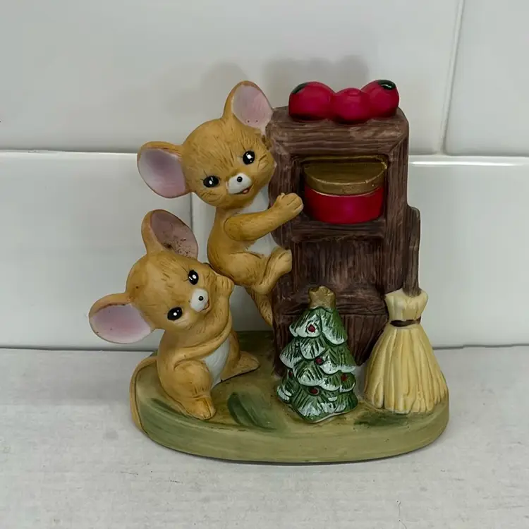 Vintage 2 Mice Mouse Christmas Decoration
