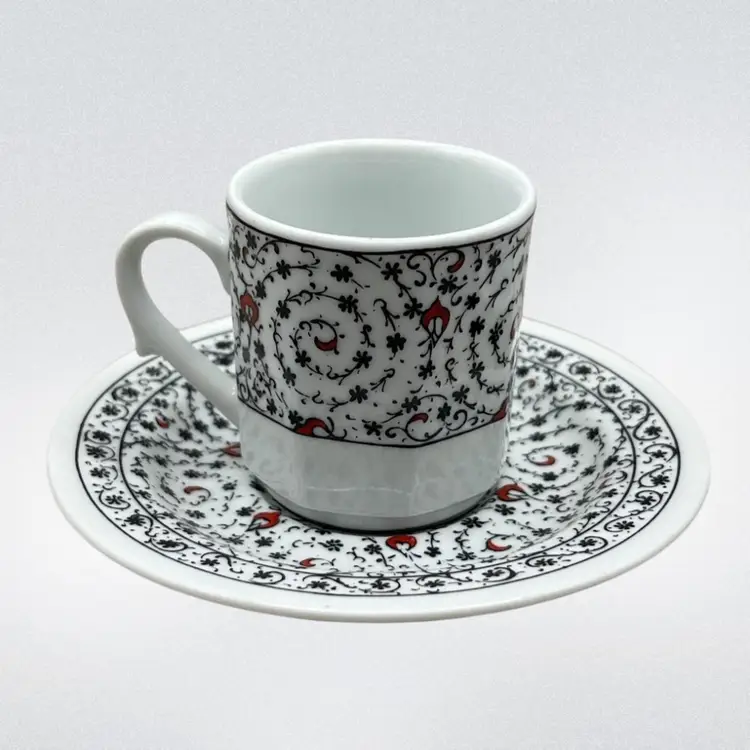 Kutahya Porselen Turkish Espresso Cup & Saucer Set Demitasse Set Of 2