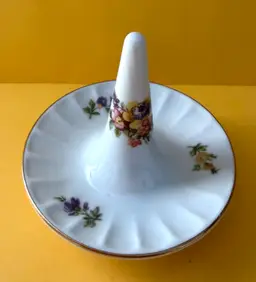 Vintage Ring Holder - Porcelain With Flower Motive